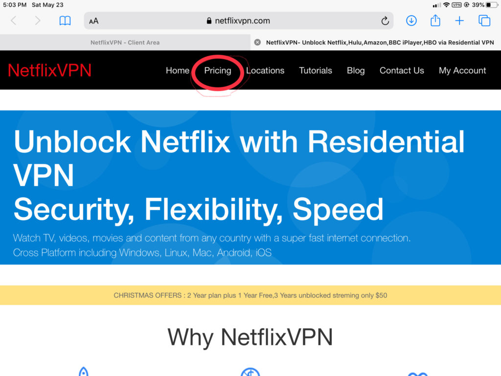 NetflixVPNの価格の確認